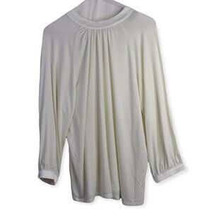 ModCloth Blouse L Womens Long Sleeve Crew Neck Viscose Tie Back
